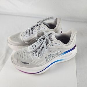 Hoka Women's Gray Athletic Shoes with Purple Accents